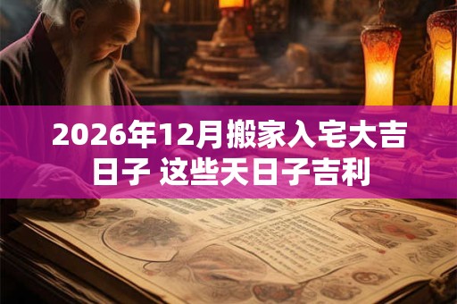 2026年12月搬家入宅大吉日子 这些天日子吉利