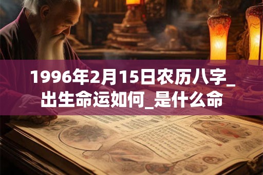 1996年2月15日农历八字_出生命运如何_是什么命 1996年2月15日农历八字_出生命运如何_是什么命