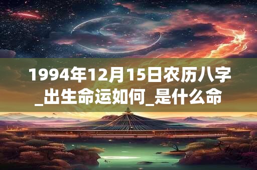 1994年12月15日农历八字_出生命运如何_是什么命 1994年12月15日农历八字_出生命运如何_是什么命