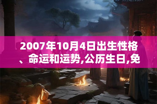 2007年10月4日出生性格、命运和运势,公历生日,免费算命 2007年10月4日出生性格、命运和运势,公历生日,免费算命