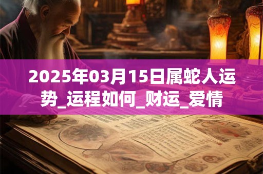 2025年03月15日属蛇人运势_运程如何_财运_爱情 2025年03月15日属蛇人运势_运程如何_财运_爱情