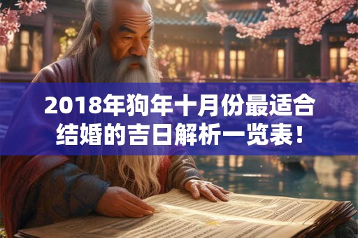 2018年狗年十月份最适合结婚的吉日解析一览表！