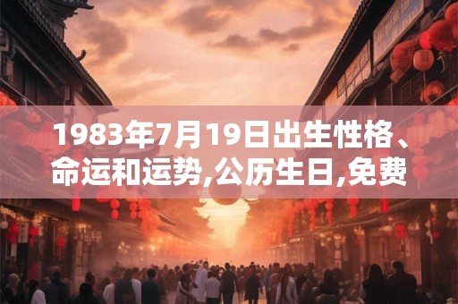 1983年7月19日出生性格、命运和运势,公历生日,免费算命