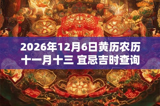 2026年12月6日黄历农历十一月十三 宜忌吉时查询