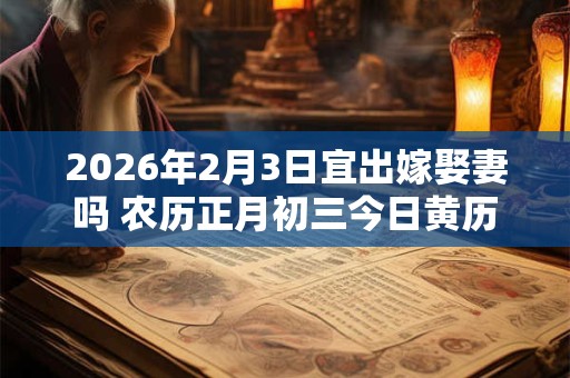 2026年2月3日宜出嫁娶妻吗 农历正月初三今日黄历 2026年2月3日宜出嫁娶妻吗 农历正月初三今日黄历