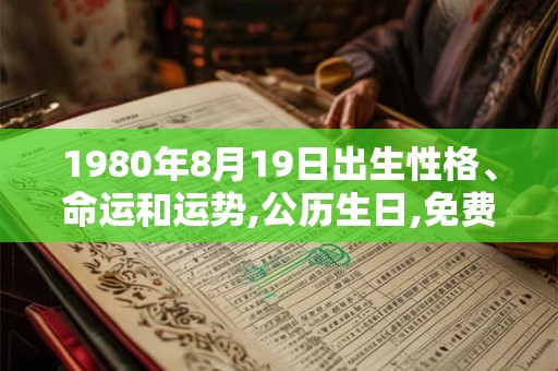 1980年8月19日出生性格、命运和运势,公历生日,免费算命