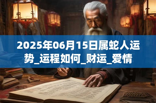 2026年06月15日属蛇人运势_运程如何_财运_爱情