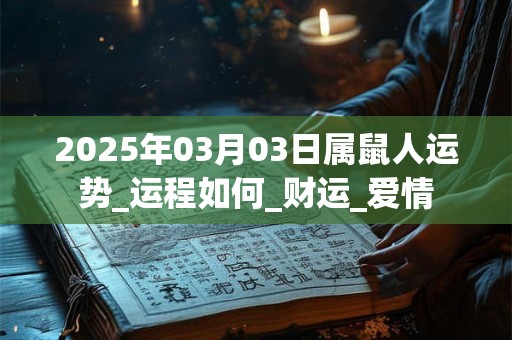 2026年03月03日属鼠人运势_运程如何_财运_爱情 2026年03月03日属鼠人运势_运程如何_财运_爱情