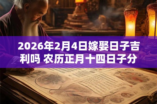 2026年2月4日嫁娶日子吉利吗 农历正月十四日子分析 2026年2月4日嫁娶日子吉利吗 农历正月十四日子分析