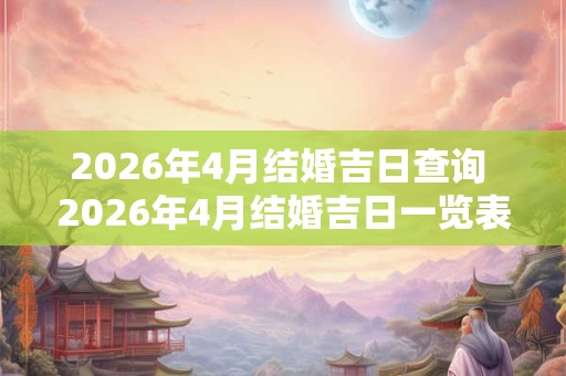 2026年4月结婚吉日查询 2026年4月结婚吉日一览表 2026年4月结婚吉日查询 2026年4月结婚吉日一览表
