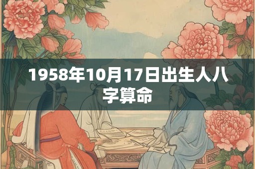 1958年10月17日出生人八字算命 1958年10月17日出生人八字算命