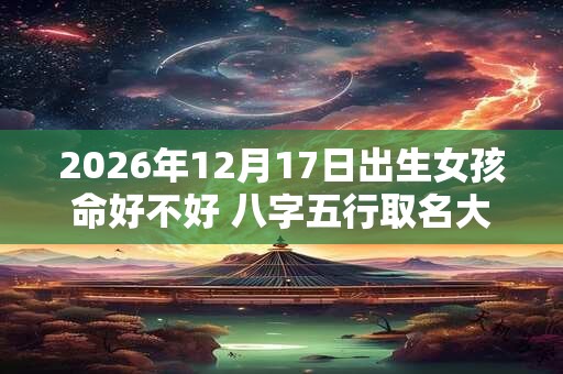 2026年12月17日出生女孩命好不好 八字五行取名大全 2026年12月17日出生女孩命好不好 八字五行取名大全