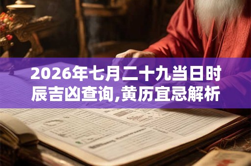2026年七月二十九当日时辰吉凶查询,黄历宜忌解析