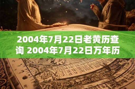 2004年7月22日老黄历查询 2004年7月22日万年历黄道吉日 2004年7月22日老黄历查询 2004年7月22日万年历黄道吉日