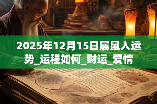 2025年12月15日属鼠人运势_运程如何_财运_爱情 2025年12月15日属鼠人运势_运程如何_财运_爱情
