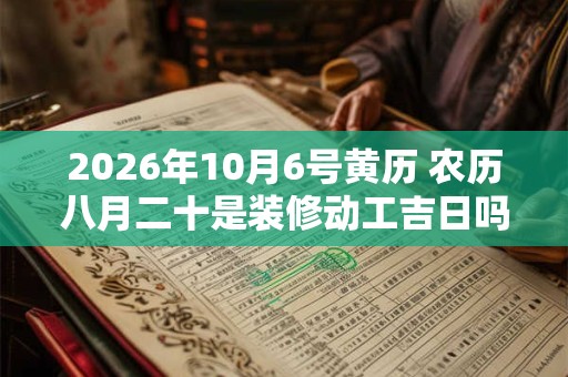 2026年10月6号黄历 农历八月二十是装修动工吉日吗