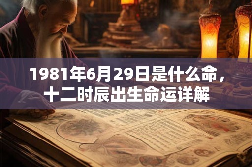 1981年6月29日是什么命,十二时辰出生命运详解 1981年6月29日是什么命,十二时辰出生命运详解