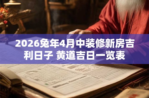 2026兔年4月中装修新房吉利日子 黄道吉日一览表