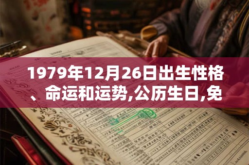 1979年12月26日出生性格、命运和运势,公历生日,免费算命