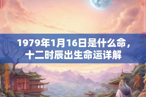 1979年1月16日是什么命，十二时辰出生命运详解