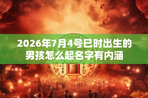 2026年7月4号巳时出生的男孩怎么起名字有内涵 2026年7月4号巳时出生的男孩怎么起名字有内涵