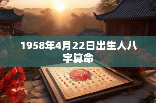1958年4月22日出生人八字算命 1958年4月22日出生人八字算命