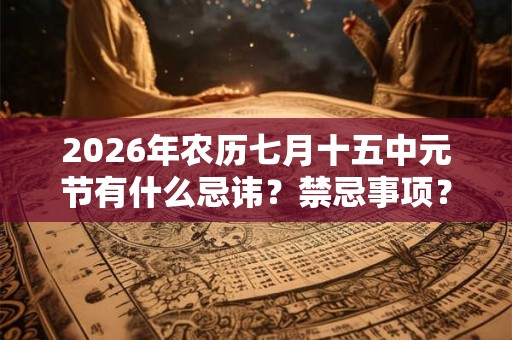 2026年农历七月十五中元节有什么忌讳？禁忌事项？