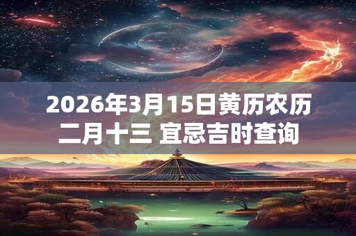 2026年3月15日黄历农历二月十三 宜忌吉时查询 2026年3月15日黄历农历二月十三 宜忌吉时查询