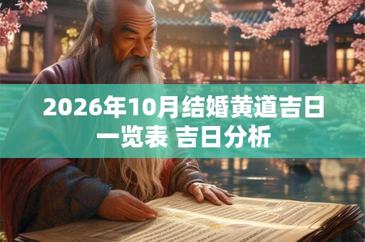 2026年10月结婚黄道吉日一览表 吉日分析 2026年10月结婚黄道吉日一览表 吉日分析