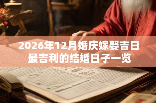 2026年12月婚庆嫁娶吉日 最吉利的结婚日子一览