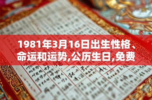 1981年3月16日出生性格、命运和运势,公历生日,免费算命 1981年3月16日出生性格、命运和运势,公历生日,免费算命
