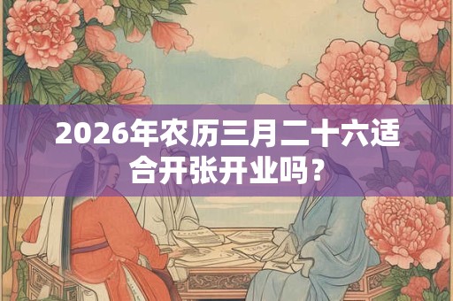 2026年农历三月二十六适合开张开业吗? 2026年农历三月二十六适合开张开业吗?