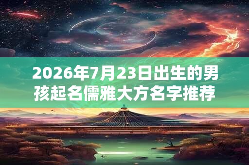 2026年7月23日出生的男孩起名儒雅大方名字推荐