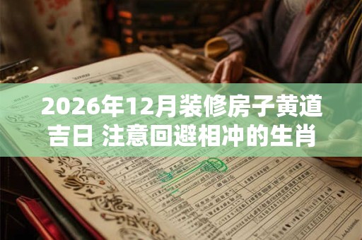 2026年12月装修房子黄道吉日 注意回避相冲的生肖 2026年12月装修房子黄道吉日 注意回避相冲的生肖