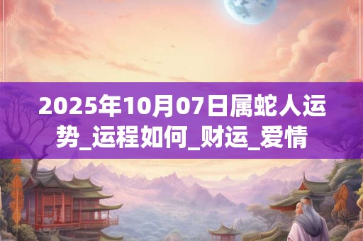 2025年10月07日属蛇人运势_运程如何_财运_爱情