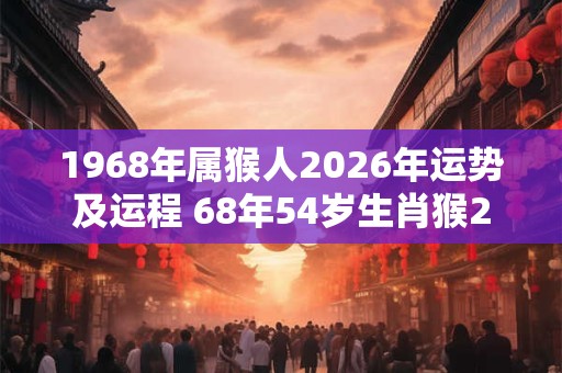 1968年属猴人2026年运势及运程 68年54岁生肖猴2026年每月运势