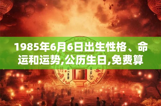 1985年6月6日出生性格、命运和运势,公历生日,免费算命