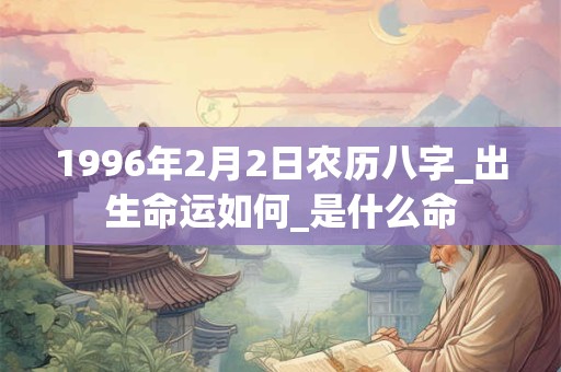 1996年2月2日农历八字_出生命运如何_是什么命