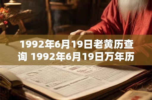 1992年6月19日老黄历查询 1992年6月19日万年历黄道吉日 1992年6月19日老黄历查询 1992年6月19日万年历黄道吉日