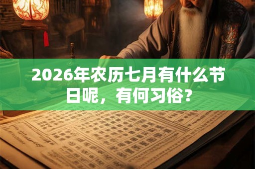 2026年农历七月有什么节日呢，有何习俗？