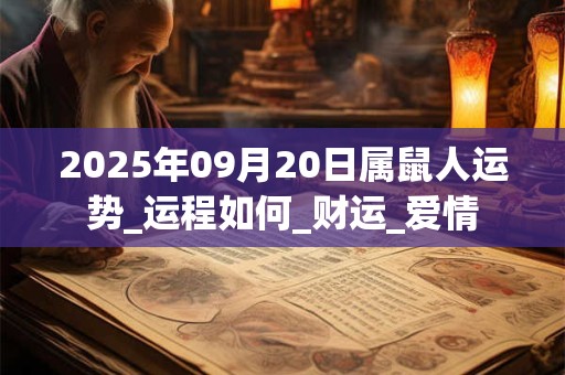 2025年09月20日属鼠人运势_运程如何_财运_爱情
