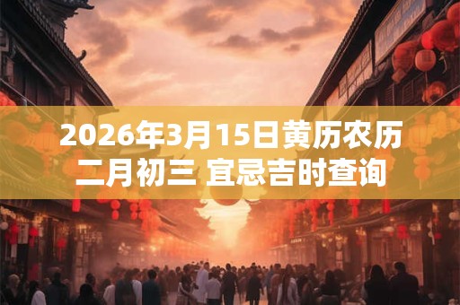 2026年3月15日黄历农历二月初三 宜忌吉时查询 2026年3月15日黄历农历二月初三 宜忌吉时查询