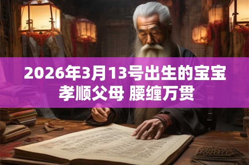 2026年3月13号出生的宝宝 孝顺父母 腰缠万贯 2026年3月13号出生的宝宝 孝顺父母 腰缠万贯
