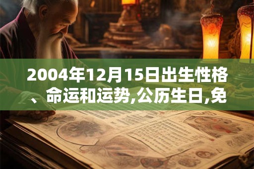 2004年12月15日出生性格、命运和运势,公历生日,免费算命