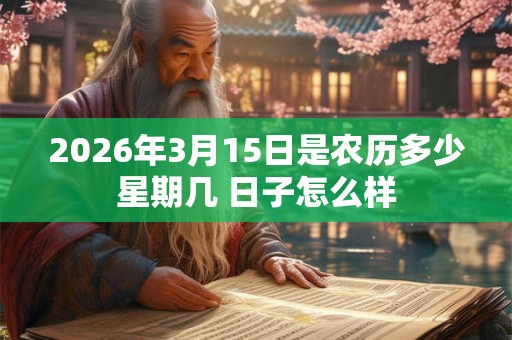 2026年3月15日是农历多少星期几 日子怎么样 2026年3月15日是农历多少星期几 日子怎么样