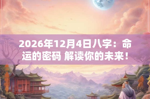 2026年12月4日八字:命运的密码 解读你的未来! 2026年12月4日八字:命运的密码 解读你的未来!