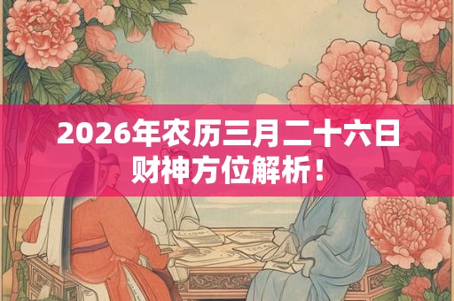 2026年农历三月二十六日财神方位解析！