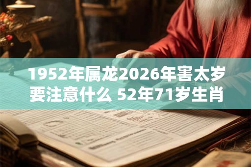 1952年属龙2026年害太岁要注意什么 52年71岁生肖龙逢兔年运势如何 1952年属龙2026年害太岁要注意什么 52年71岁生肖龙逢兔年运势如何