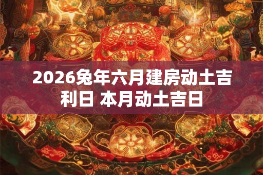 2026兔年六月建房动土吉利日 本月动土吉日