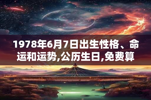1978年6月7日出生性格、命运和运势,公历生日,免费算命